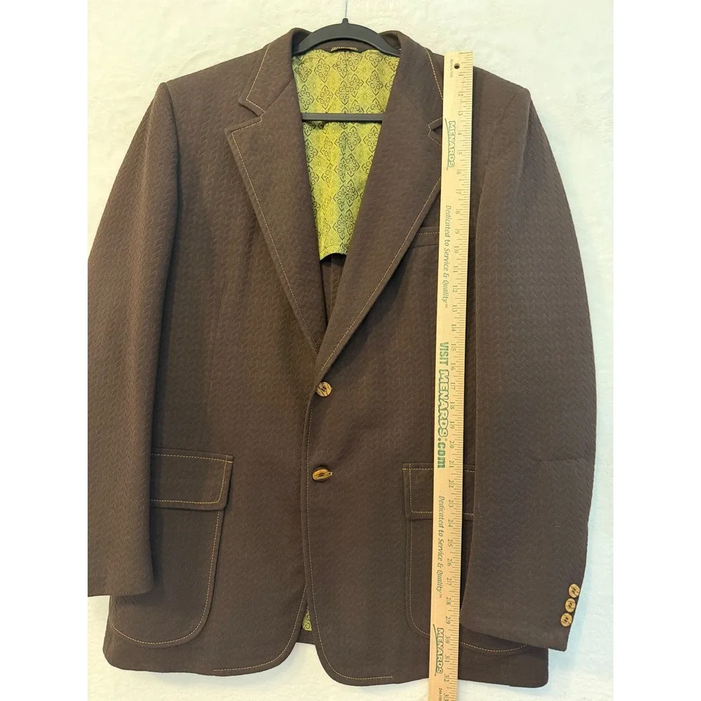 Vintage Michaels-Stern Mens Brown Textured Blazer Sport Coat Patch Pockets 44R